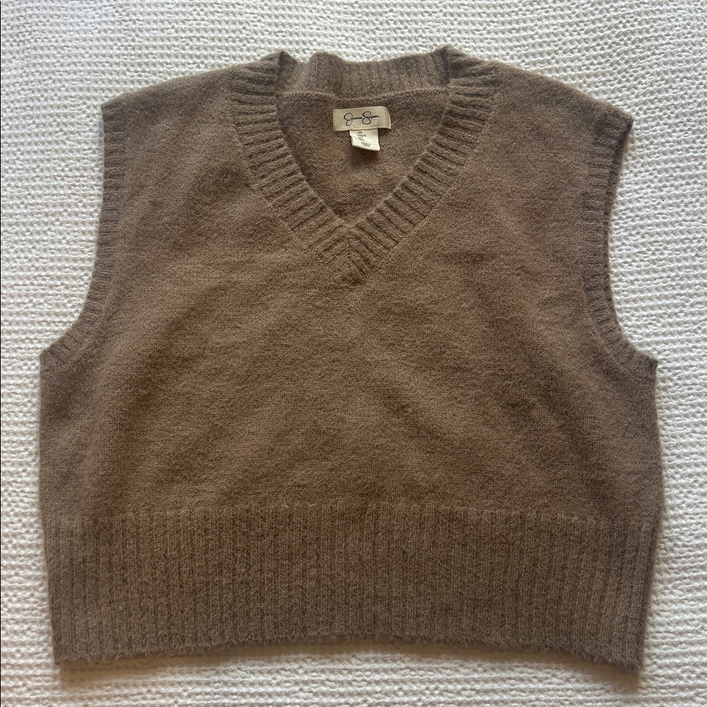 Jessica Simpson Taupe Knit V-Neck Vest